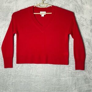 Rachel Zoe 2 Ply Cashmere Sweater Womens Large Red V Neck Holiday Valentines‎